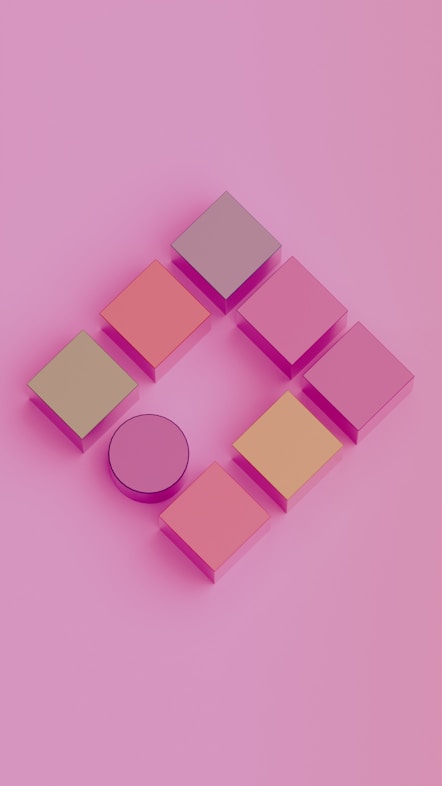 A pink geometric arrangement of blocks representing the Study Science category